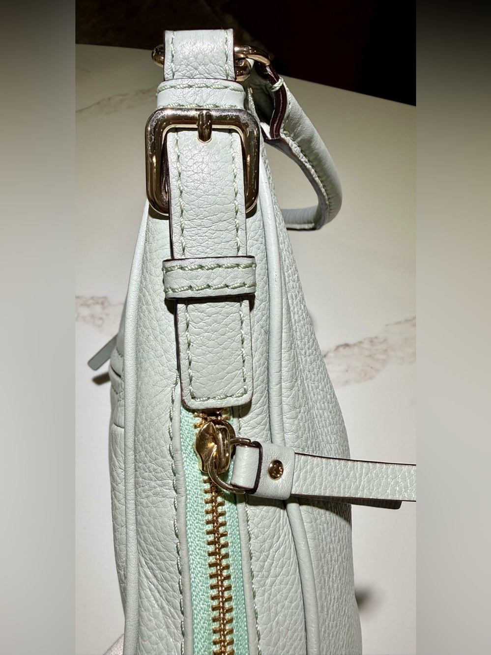 KATE SPADE Leather Cobble Hill Expandable Ella Crossbody/Shoulder bag Mint Green - Picture 10 of 16
